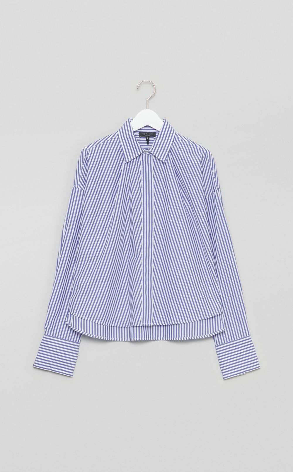 コットンパネルストライプシャツ