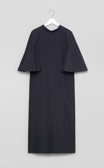 ラメストライプフレアスリーブワンピース