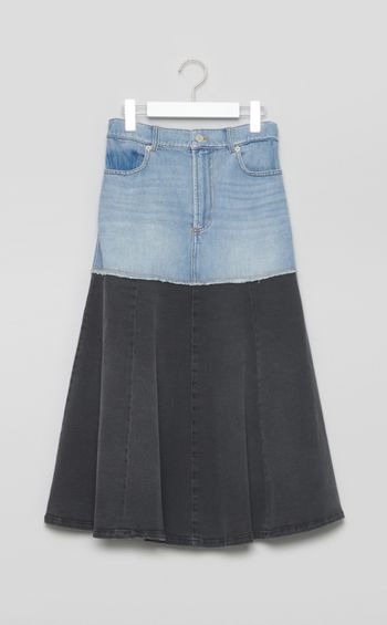 ウォッシュドバイカラーデニムスカート