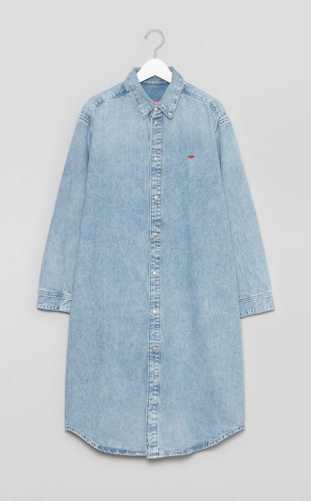 ロゴ刺繍デニムシャツワンピース