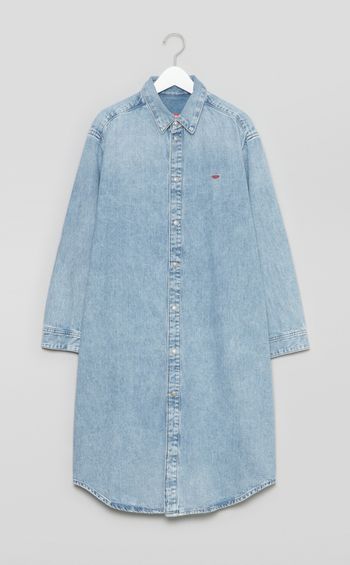 ロゴ刺繍デニムシャツワンピース