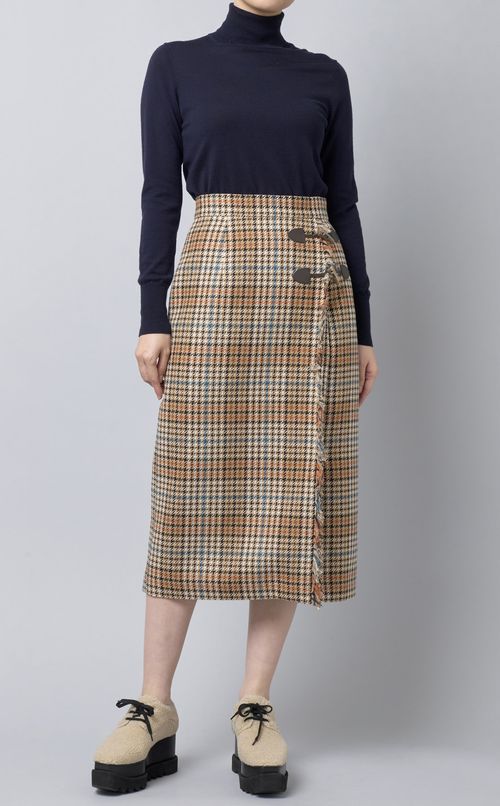 チェックタイトラップスカート