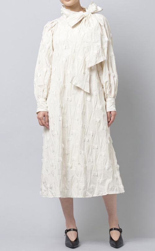 ジャガードボリュームスリーブワンピース