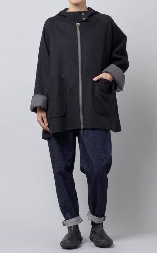 ウールシルクリバーシブルコート