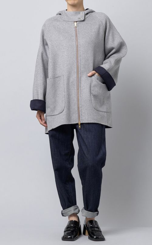 ウールシルクリバーシブルコート