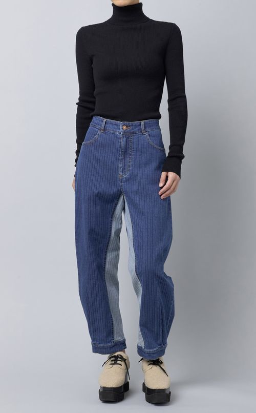 切替デザインデニムパンツ