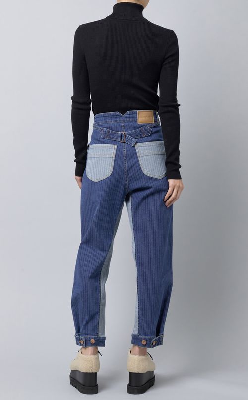 切替デザインデニムパンツ