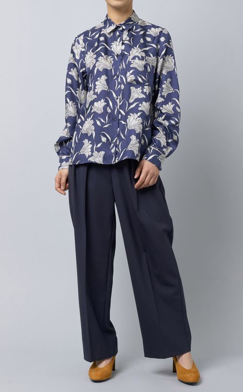 フラワープリントシルクブラウス