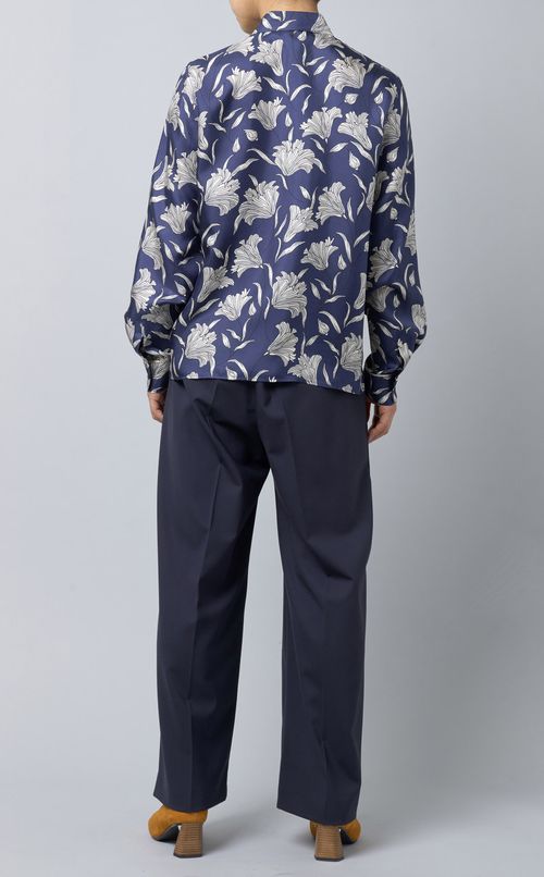 フラワープリントシルクブラウス