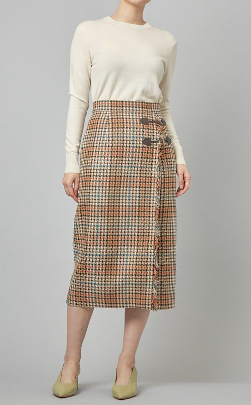 チェックタイトラップスカート