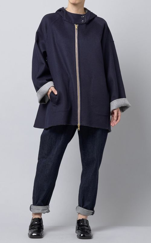 ウールシルクリバーシブルコート