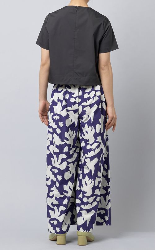 バイカラープリントイージーパンツ