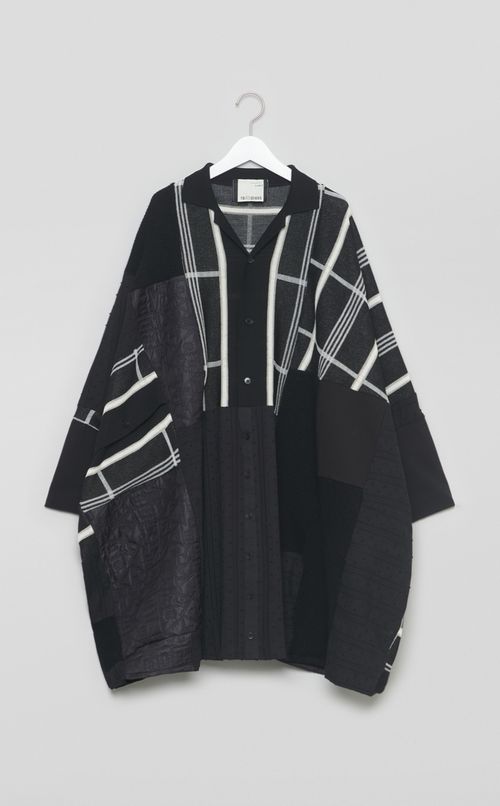 【roop】ブラックファブリックパッチワンピース