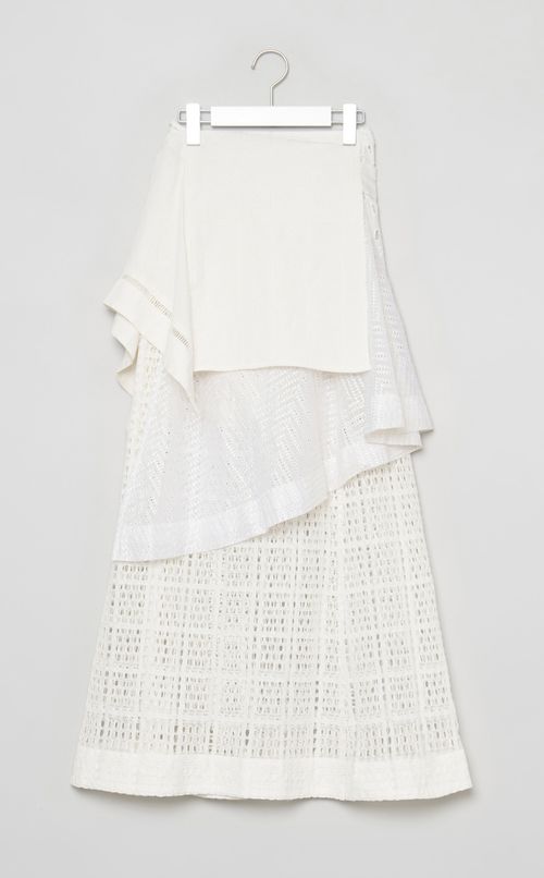 【roop】スクエアパッチワークエプロンスカート（重ね着用）