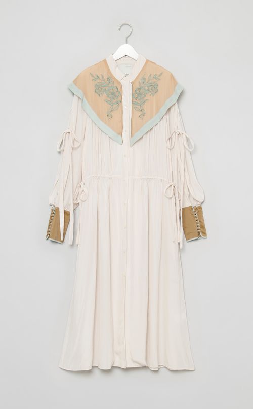 【roop】刺繍カラーシャツドレス