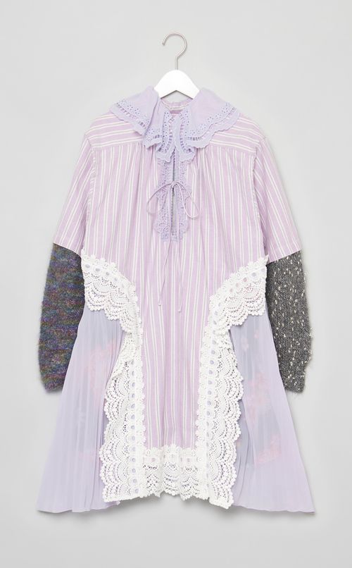 【roop】2WAY シャツレースミニワンピース