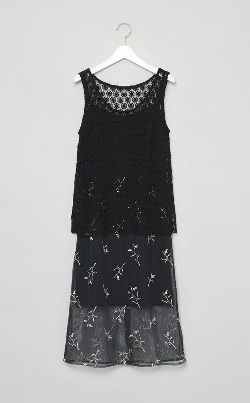 【roop】Flower Lace Layered Dress