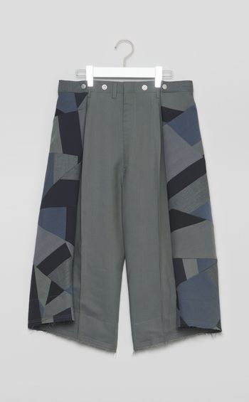 【roop】パッチワークウールワイドハーフパンツ①