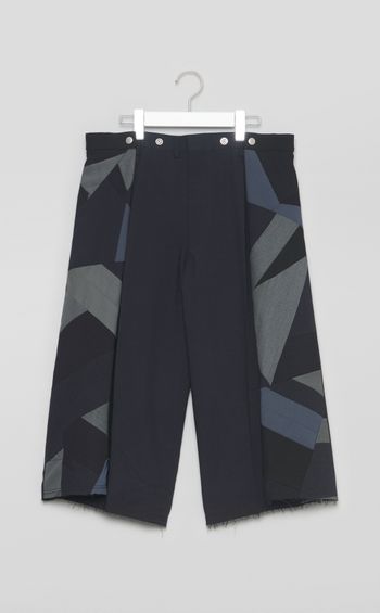 【roop】パッチワークウールワイドハーフパンツ②