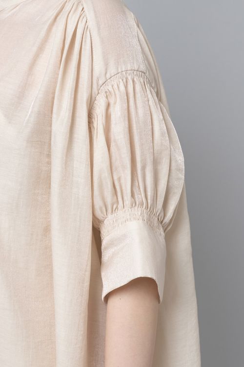 シャンブレースタンドカラーワンピース