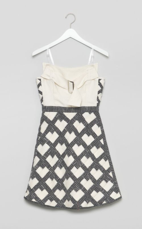 【roop】ツイード編みハート柄ワンピース