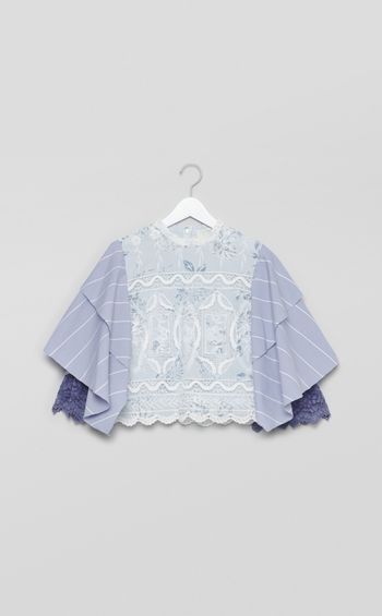 【roop】ポンチョ型レーススリーブシャツ