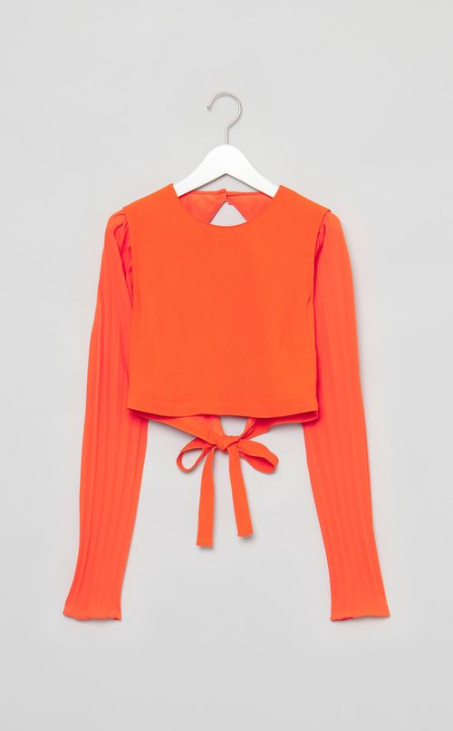 【roop】プリーツスリーブショートトップス