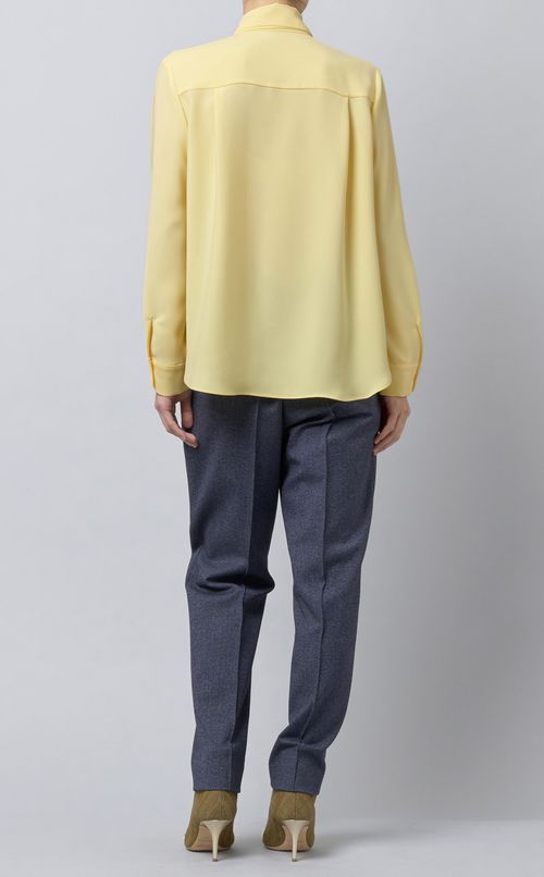 ボウタイ付フライフロントブラウス