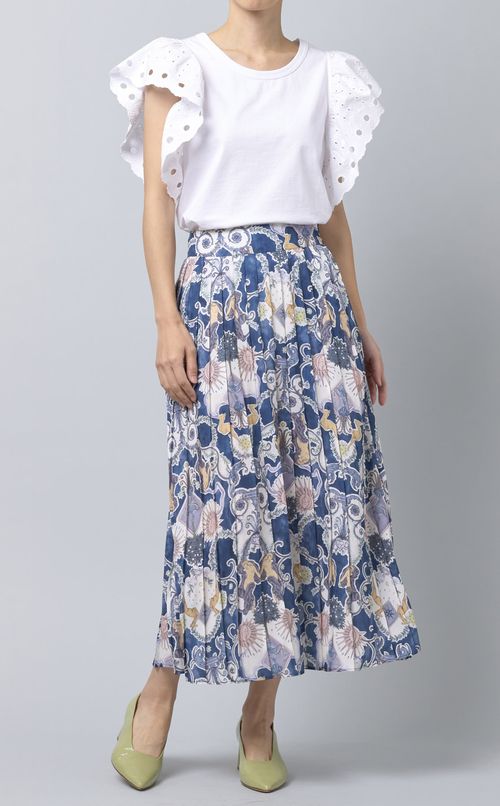 プリントロングフレアスカート