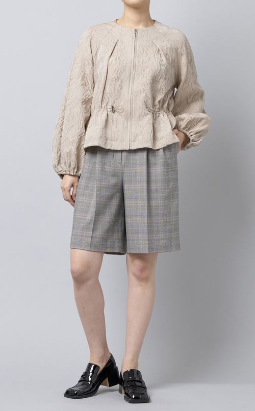 ボリュームスリーブドローストリングブルゾン