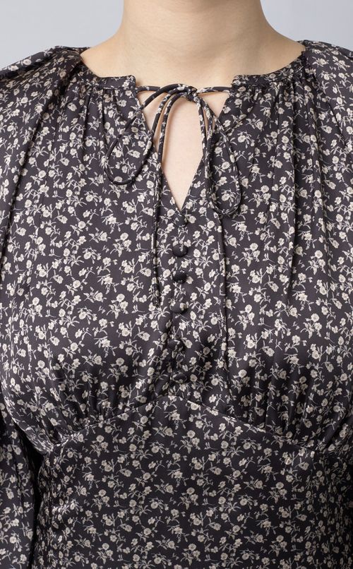 バルーンスリーブプリントワンピース