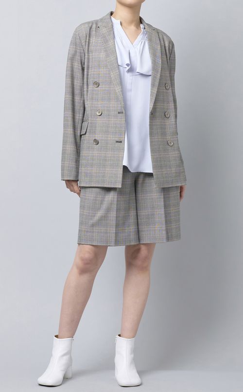 シャーリングフリルジョーゼットブラウス