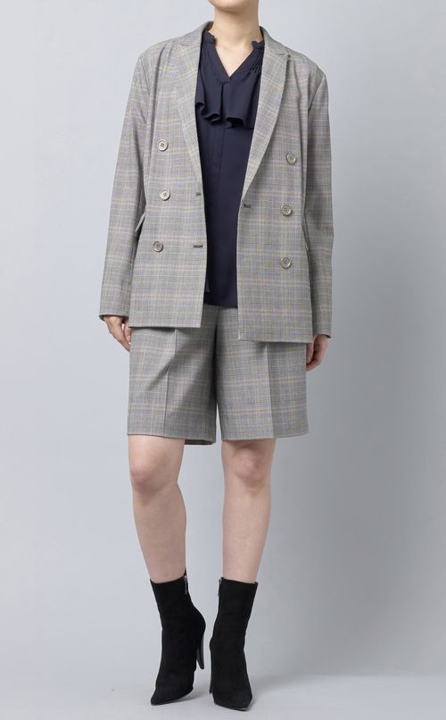 シャーリングフリルジョーゼットブラウス