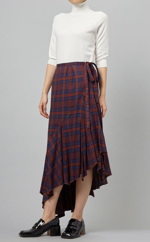 アシンメトリーチェックスカート