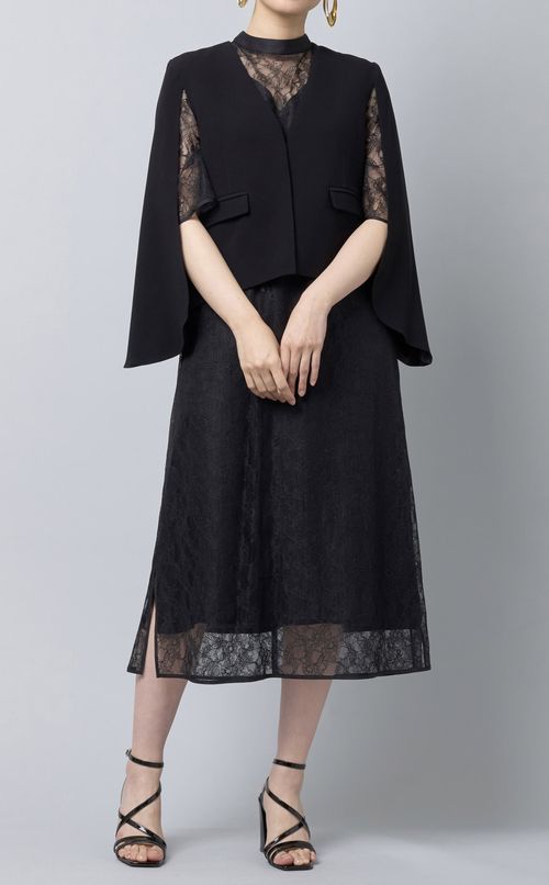 ノーカラーケープジャケット