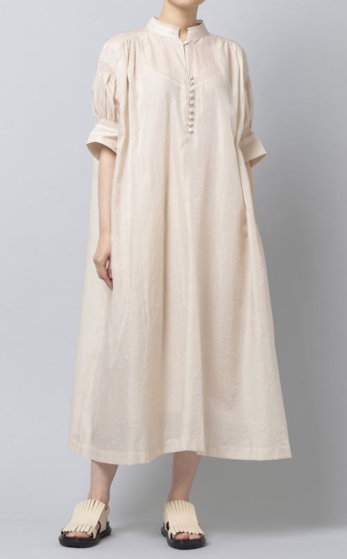 シャンブレースタンドカラーワンピース