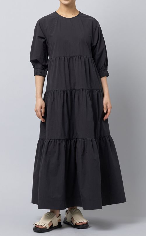 コットン混ティアードワンピース