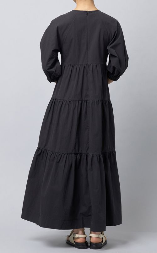 コットン混ティアードワンピース