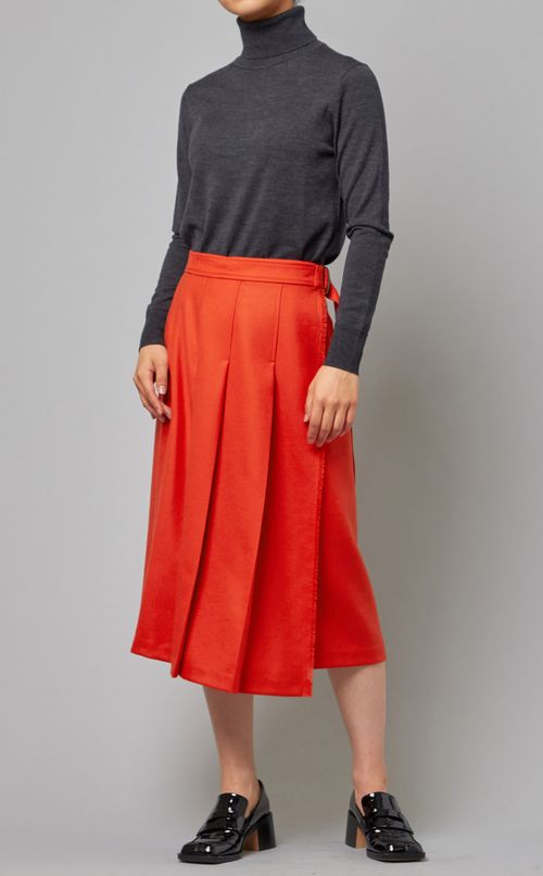 アシンメトリープリーツラップスカート