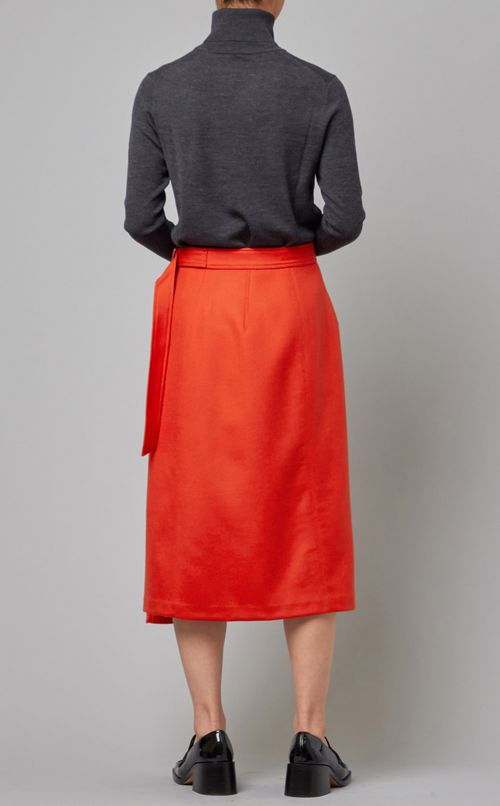 アシンメトリープリーツラップスカート