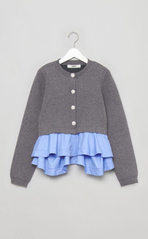 ペプラムレイヤードカーディガン