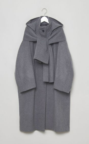 ウールメルトンフードマフラーコート