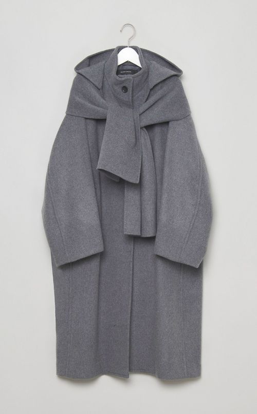 ウールメルトンフードマフラーコート