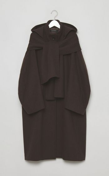 ウールメルトンフードマフラーコート