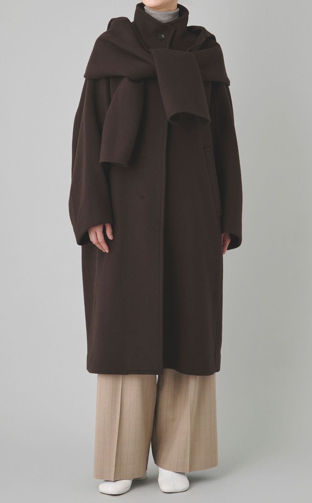 ウールメルトンフードマフラーコート