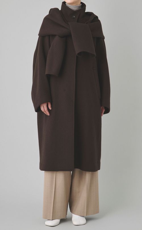 ウールメルトンフードマフラーコート