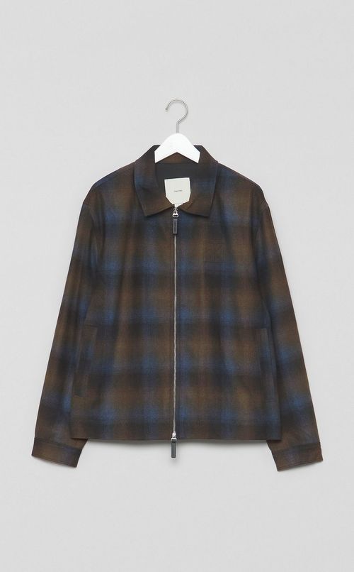 チェックフランネルジップアップブルゾン
