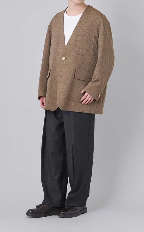 レトロウールノーカラージャケット