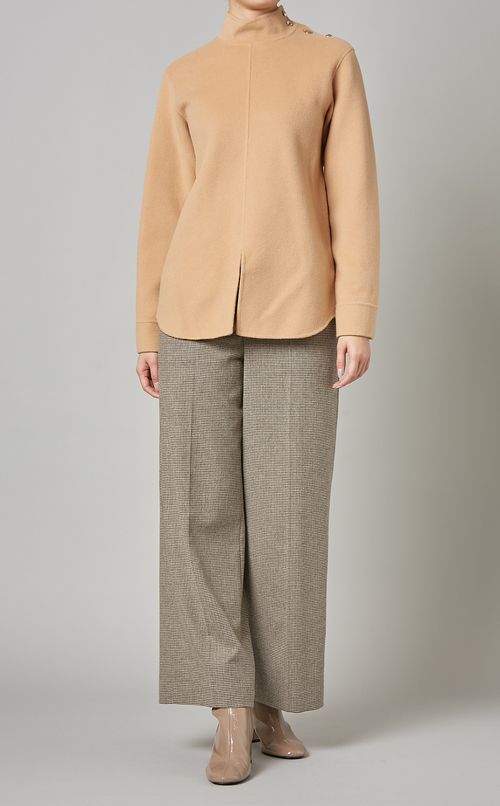 ウールハイネックボタンプルオーバー