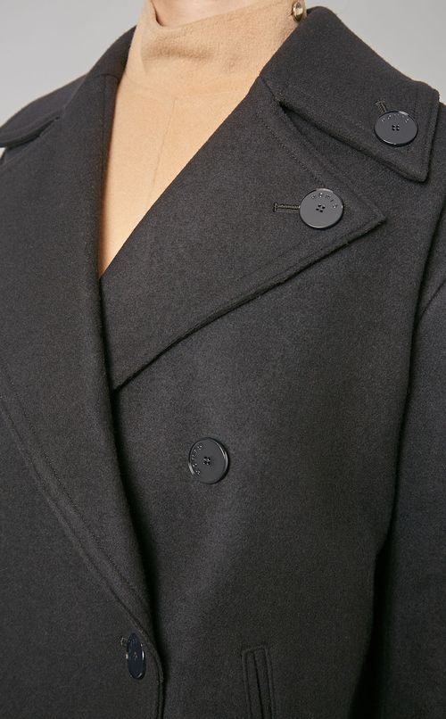 ウールロゴボタンピーコート